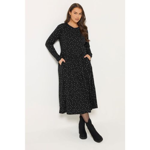 Robe Longue Noire À Pois Et Basque Size 42 - Yours - Modalova