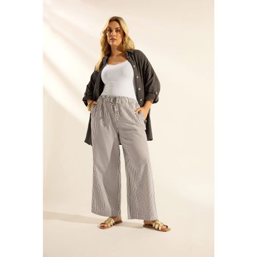 Pantalon À Rayures Marron Chocolat Size 50-52 - Yours - Modalova