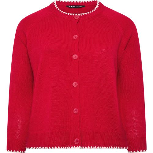 Cardigan Rouge À Points De Feston Size 46-48 - Yours - Modalova
