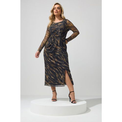 Robe Milongue En Mesh Marron Zébré Avec Nœud Sur Le Côté Size 48 - Yours London - Modalova