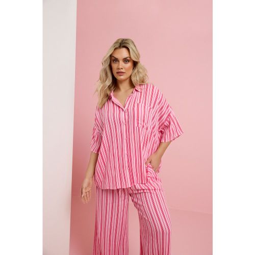 Chemise Froissée À Rayures Rose Size 44 - Yours - Modalova
