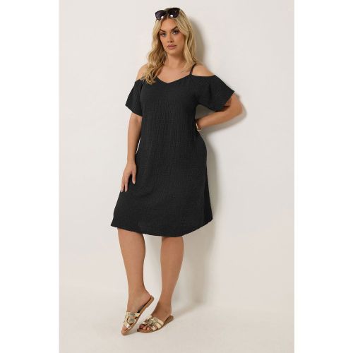 Robe Texturée Noire À Épaules Dénudées Size 54-56 - Yours - Modalova