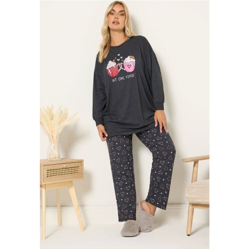 Ensemble De Pyjama À Jambe Large Gris Anthracite « Hot Choc O'clock » Size 46-48 - Yours - Modalova