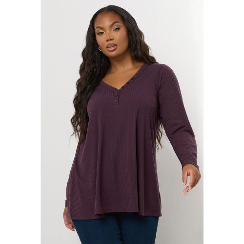 Haut Henley Côtelé Violet Foncé Size 50-52 - Yours - Modalova