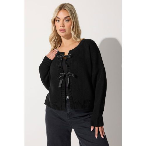 Cardigan En Satin Noir Avec Nœud Sur Le Devant Size 50-52 - Limited Collection - Modalova