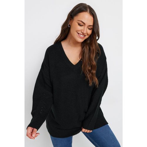 Curve Black Vneck Knitted Jumper, Grande Taille & Courbes - Yours - Modalova