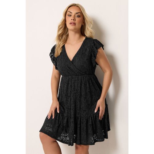 Robe Cachecœur Noire En Maille Pointelle Size 58-60 - Yours - Modalova