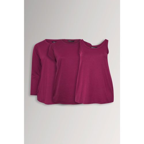 Curve Lot De 3 Tshirts Essentiels Rose Foncé Size 44 - Yours - Modalova