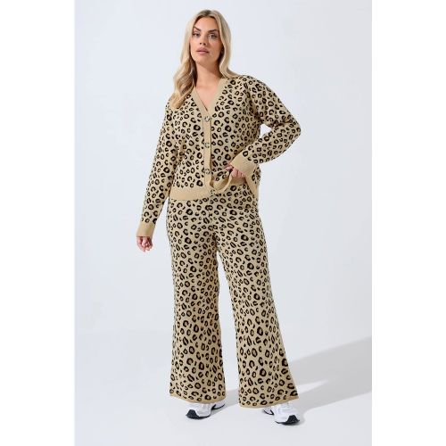 Pantalon Beige Wide Leg Design Léopard Size 46-48 - Limited Collection - Modalova