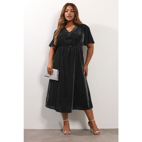 Robe Longue En Velours Noir Avec Nœud Sur Le Devant Size 42 - Yours - Modalova