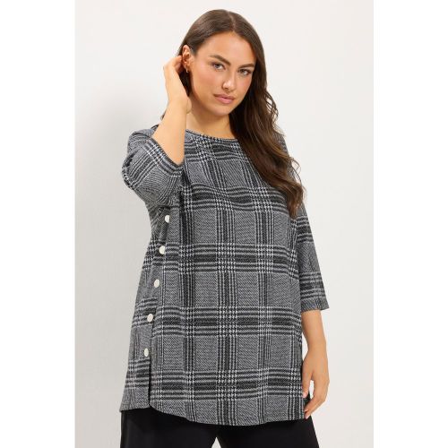 Top Gris À Carreaux Et Boutons Sur Le Côté Size 44 - Yours - Modalova