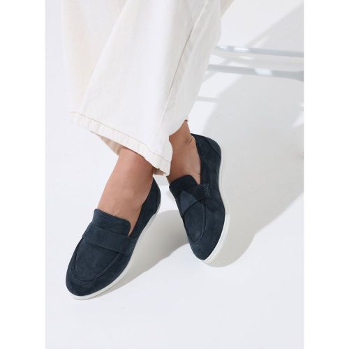 Mocassins En Suédine Bleu Marine, Coupe Extra Large Eeesize 41EEE - Yours - Modalova