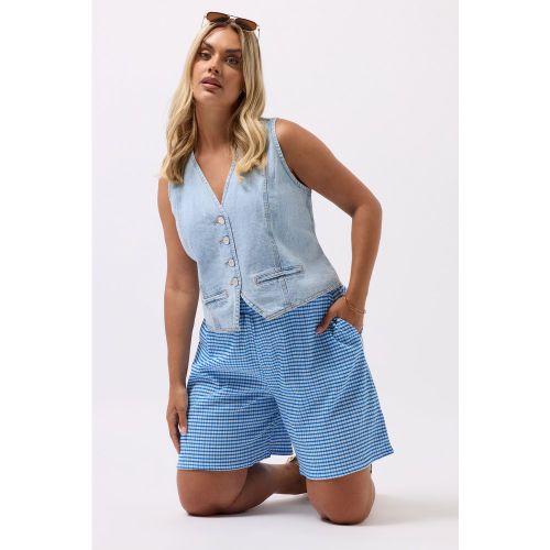Short Texturé À Carreaux Bleus Size 48 - Yours - Modalova