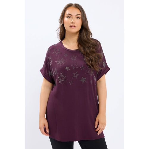 Tshirt Violet Orné De Clous Étoiles Size 46 - Yours - Modalova