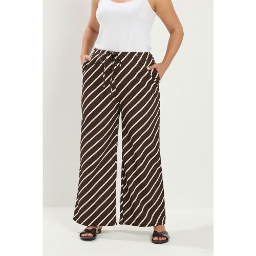 Pantalon Large Effet Froissé Marron À Rayures Size Regular > 54-56 - Yours - Modalova