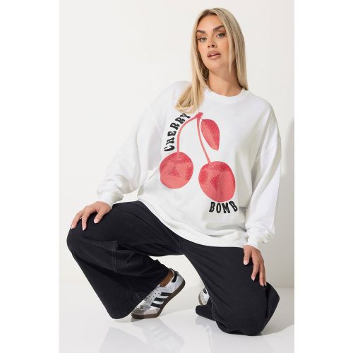 Sweatshirt Blanc Clouté « Cherry Bomb » Curve Size 46 - Limited Collection - Modalova