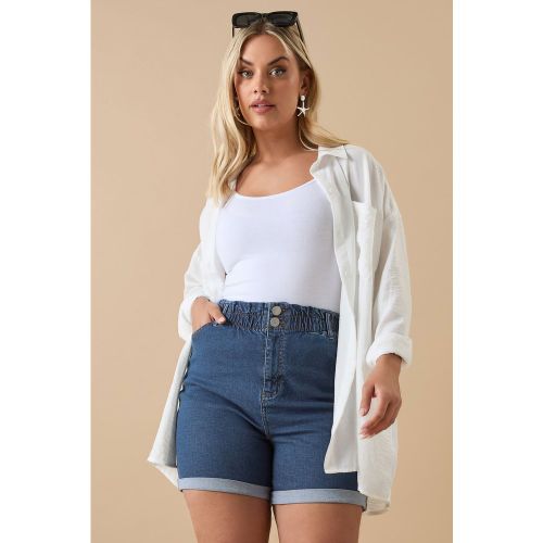 Short En Jean Bleu Foncé Taille Élastique Size 50 - Yours - Modalova