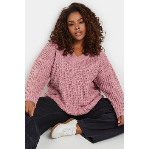 Pull Rose Gauffré En Maille Manches Longues Size 54-56 - Yours - Modalova