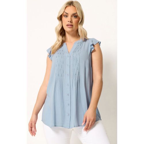 Top Sans Manches Bleu À Plis Nervurés Size 58-60 - Yours - Modalova