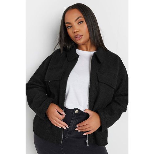 Curve Black Cropped Boucle Jacket, Grande Taille & Courbes - Yours - Modalova