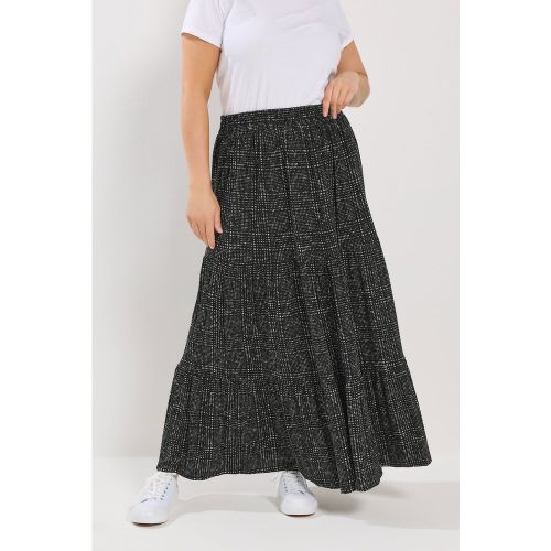 Jupe Noire À Carreaux Avec Volants Et Imprimé Abstrait Size 50-52 - Yours - Modalova
