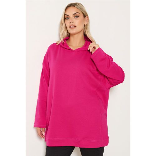 Sweat À Capuche Rose Vif À Coutures Détaillées Size 50-52 - Yours - Modalova
