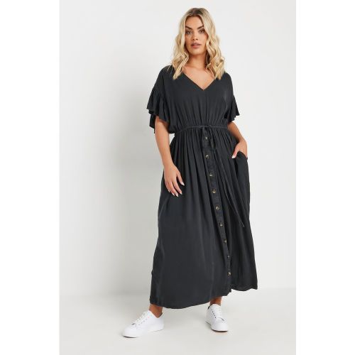 Robe Style Chambray Maxi Noire Plissée Size 46 - Yours - Modalova