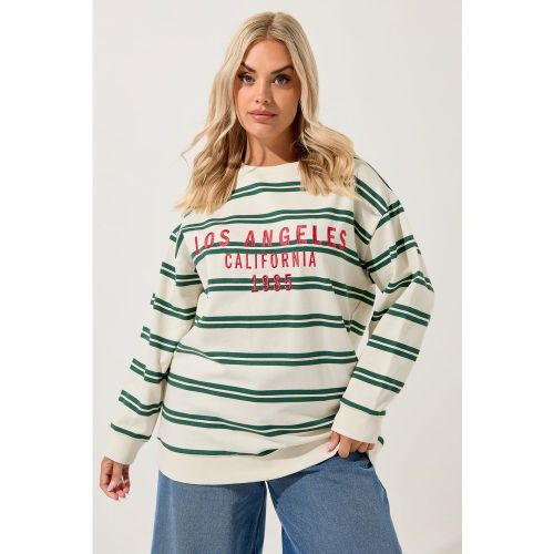 Sweatshirt À Rayures Blanches Et Vertes « Los Angeles » Size 46 - Yours - Modalova