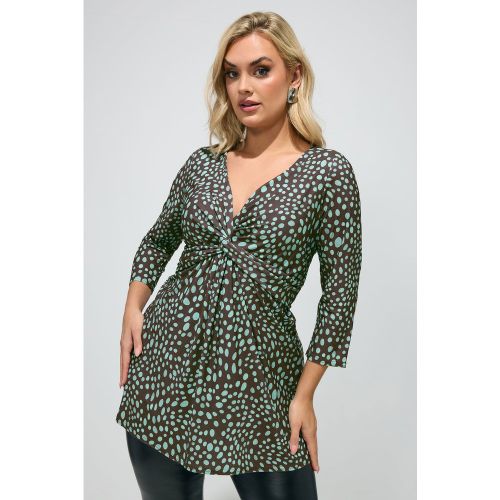 Haut Marron Chocolat À Pois Avec Nœud Sur Le Devant Size 48 - Yours London - Modalova
