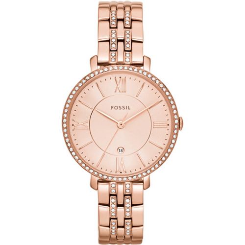 Women Montre Jacqueline À Trois Aiguilles + Date En Acier Inoxydable - Doré Rose - One size - Fossil - Modalova