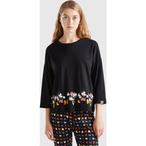 Benetton, T-shirt Minnie En Viscose Mélangée, taille L, Noir - United Colors of Benetton - Modalova