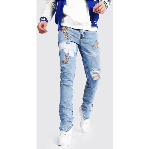 Tall - Jean skinny à imprimé papillon - 38L - Boohooman - Modalova