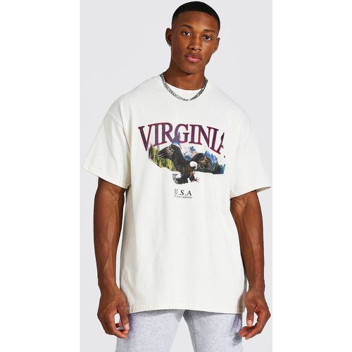 T-shirt oversize à slogan Virginia - Boohooman - Modalova