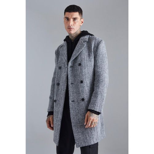 Manteau long effet laine à chevrons - Boohooman - Modalova