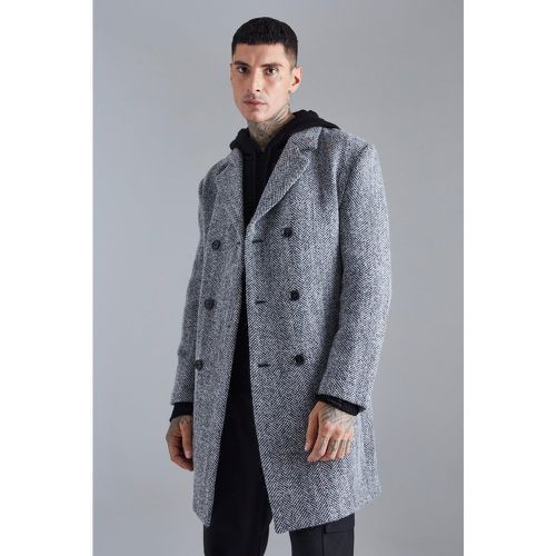 Manteau long effet laine à chevrons - S - Boohooman - Modalova