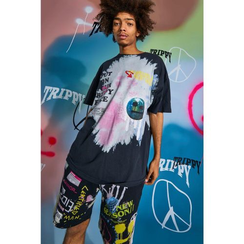 T-shirt oversize tie-dye smiley - S - Boohooman - Modalova