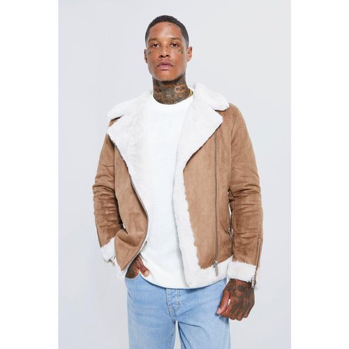 Blouson aviateur à fausse fourrure - L - Boohooman - Modalova