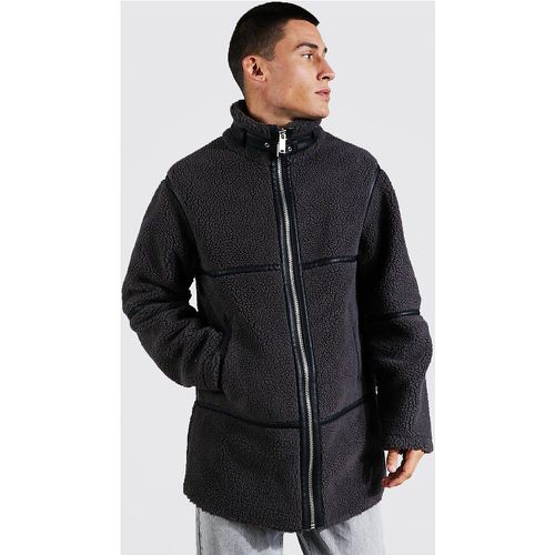 Manteau long en polaire à bordures - S - Boohooman - Modalova