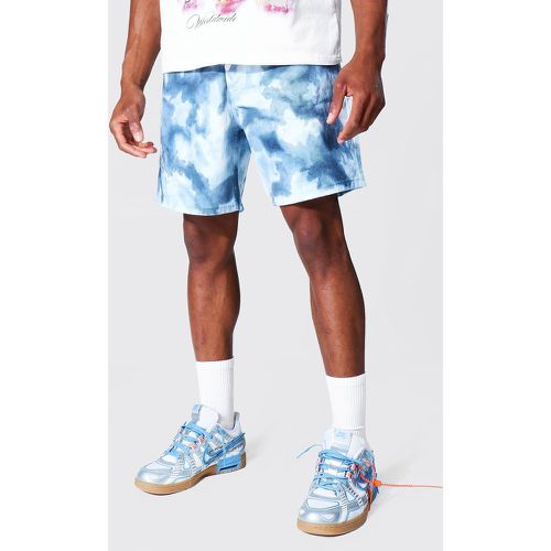 Short tie-dye en jean - 32 - Boohooman - Modalova