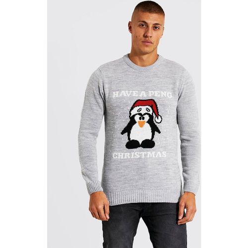 Pull de Noël à slogan et motif pingouin - Boohooman - Modalova