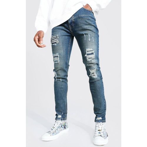 Jean skinny déchiré et réparé - 28S - Boohooman - Modalova