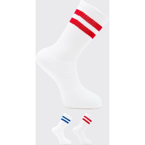 Lot de 2 paires de chaussettes de sport à rayures - ONE SIZE - Boohooman - Modalova