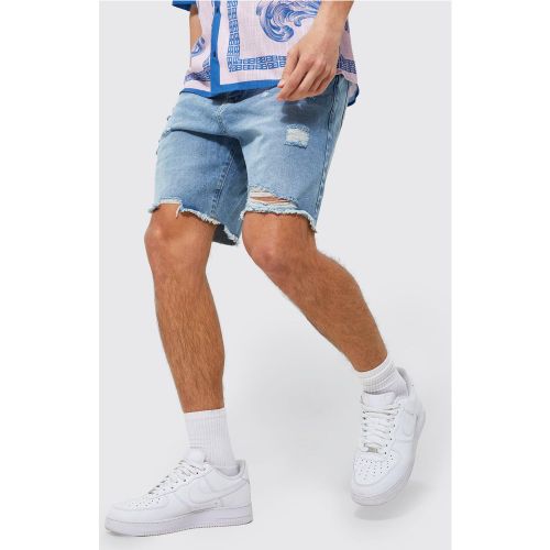 Short en jean déchiré coupe décontractée - 28 - Boohooman - Modalova