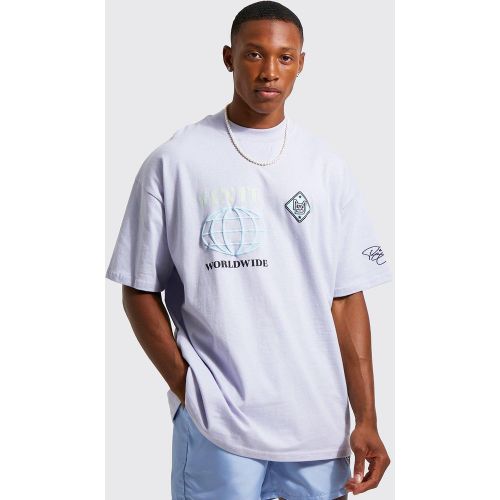 T-shirt oversize à col montant et imprimé en relief - S - Boohooman - Modalova