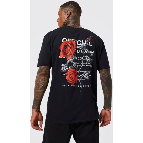 Oversized Floral Back Graphic T-shirt - S - Boohooman - Modalova