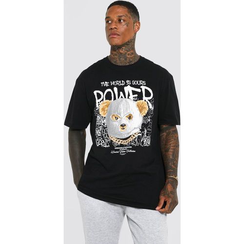 T-shirt oversize à imprimé ours - Boohooman - Modalova