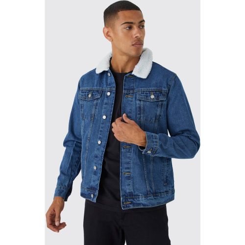 Veste en jean à col en synthétique - M - Boohooman - Modalova