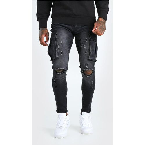 Jean skinny cargo à déchirures - 36S - Boohooman - Modalova