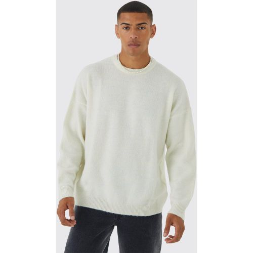 Pull oversize en maille brossée à col ras-du-cou - XL - Boohooman - Modalova