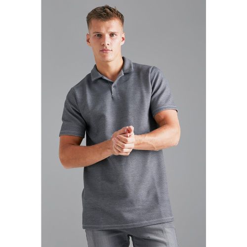 Tall - Polo cintré boutonné en jacquard - XL - Boohooman - Modalova